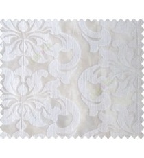 Pure white on white base large damask continuous embroidery sheer curtain